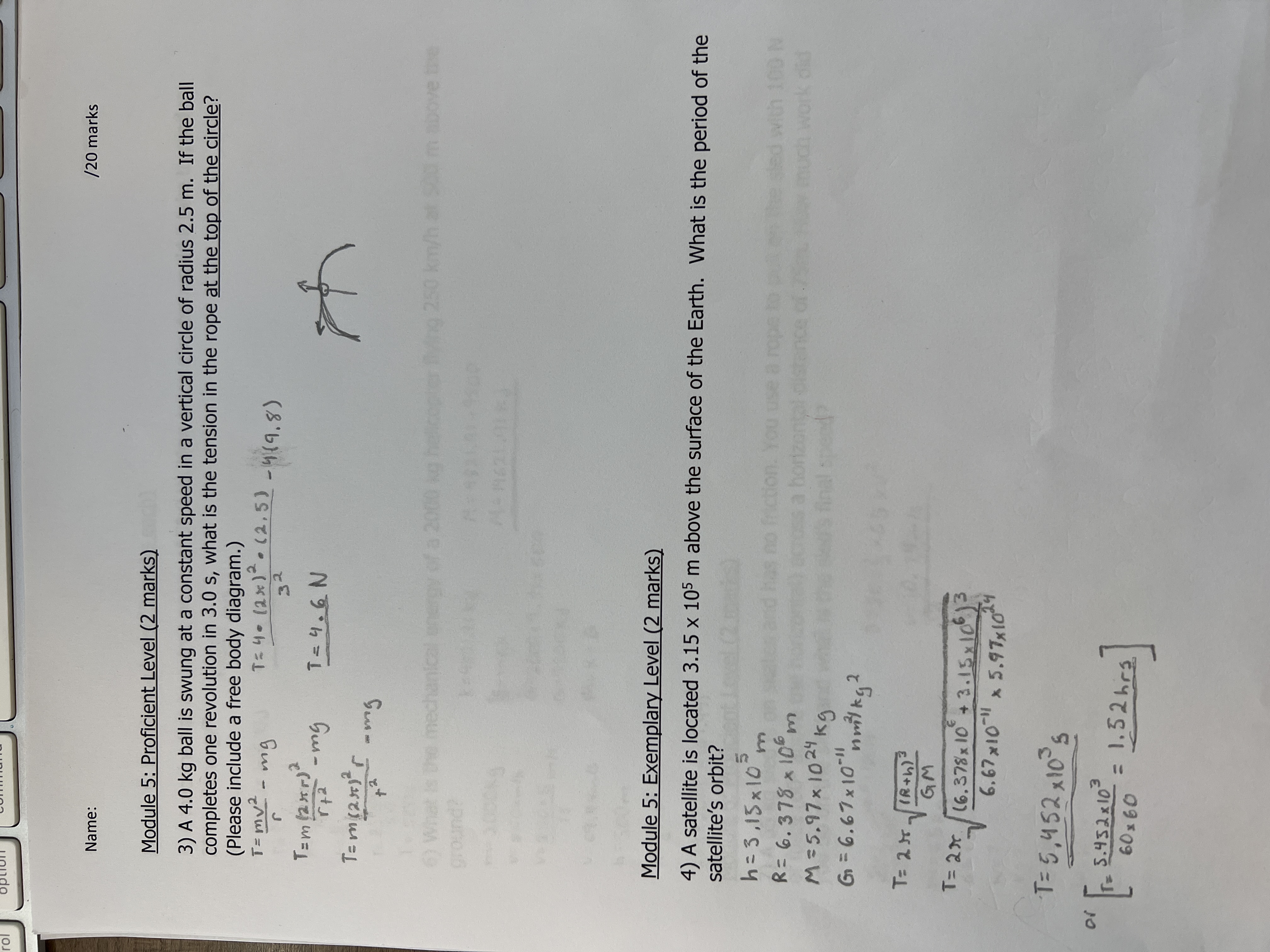 Name: /20 marks Module 5: Proficient Level (2 marks) 3) A