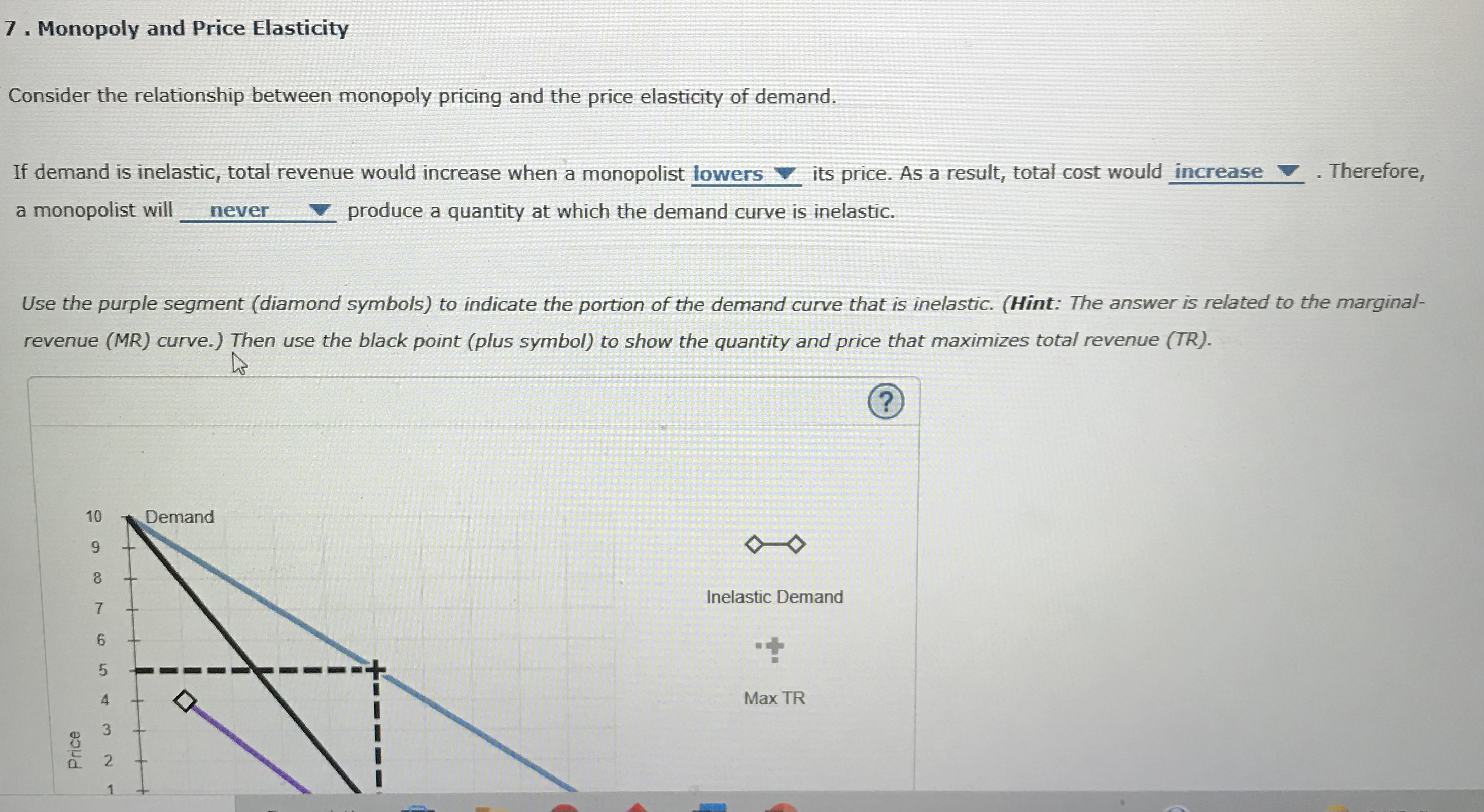 7 . Monopoly and Price Elasticity Consider the relationship between monopoly