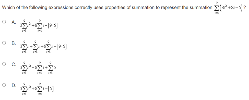 O C. 12 (2.5-1.5x) O D. (-1.5x+1)17 Evaluate the summation E (-12