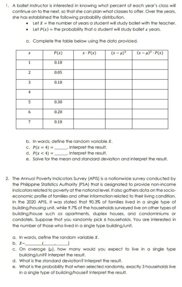 Please answer the two problems. Complete the task in each problem. Show