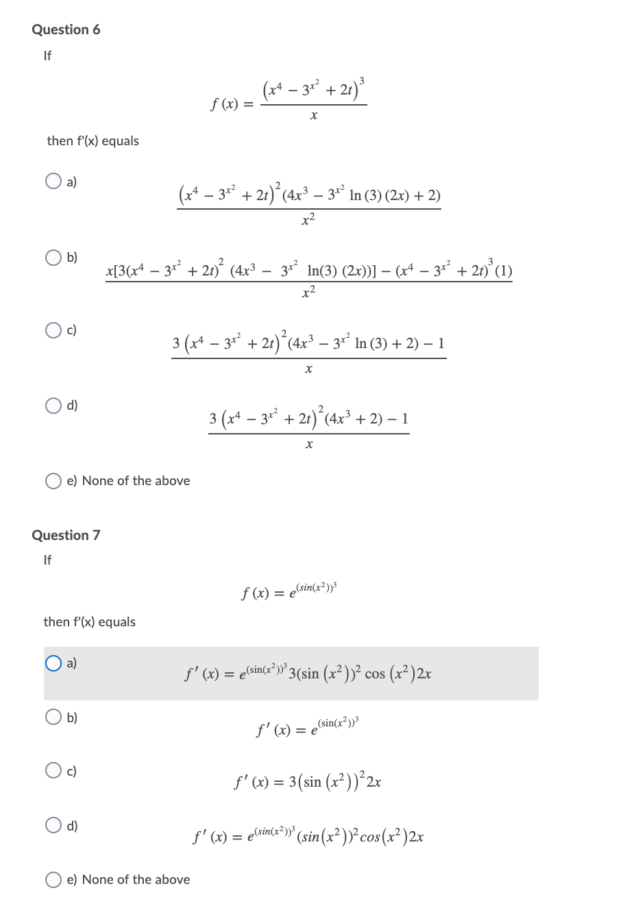 Please answer the questions below asapQuestions: Question 6 If f ( x)