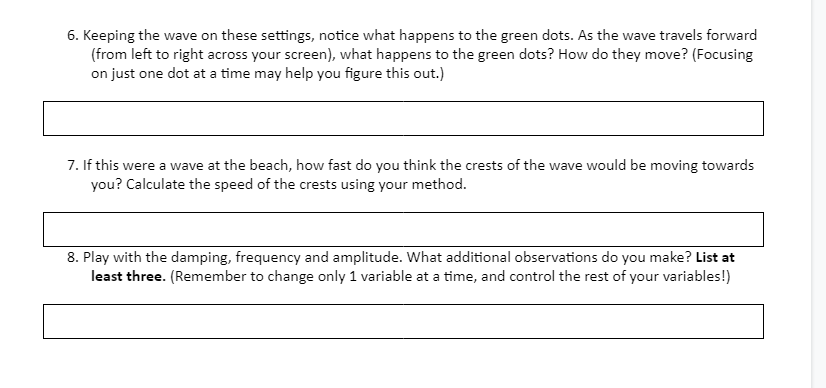 characteristics Pre-Lab 1. Open simulation HERE or search Waves on a String