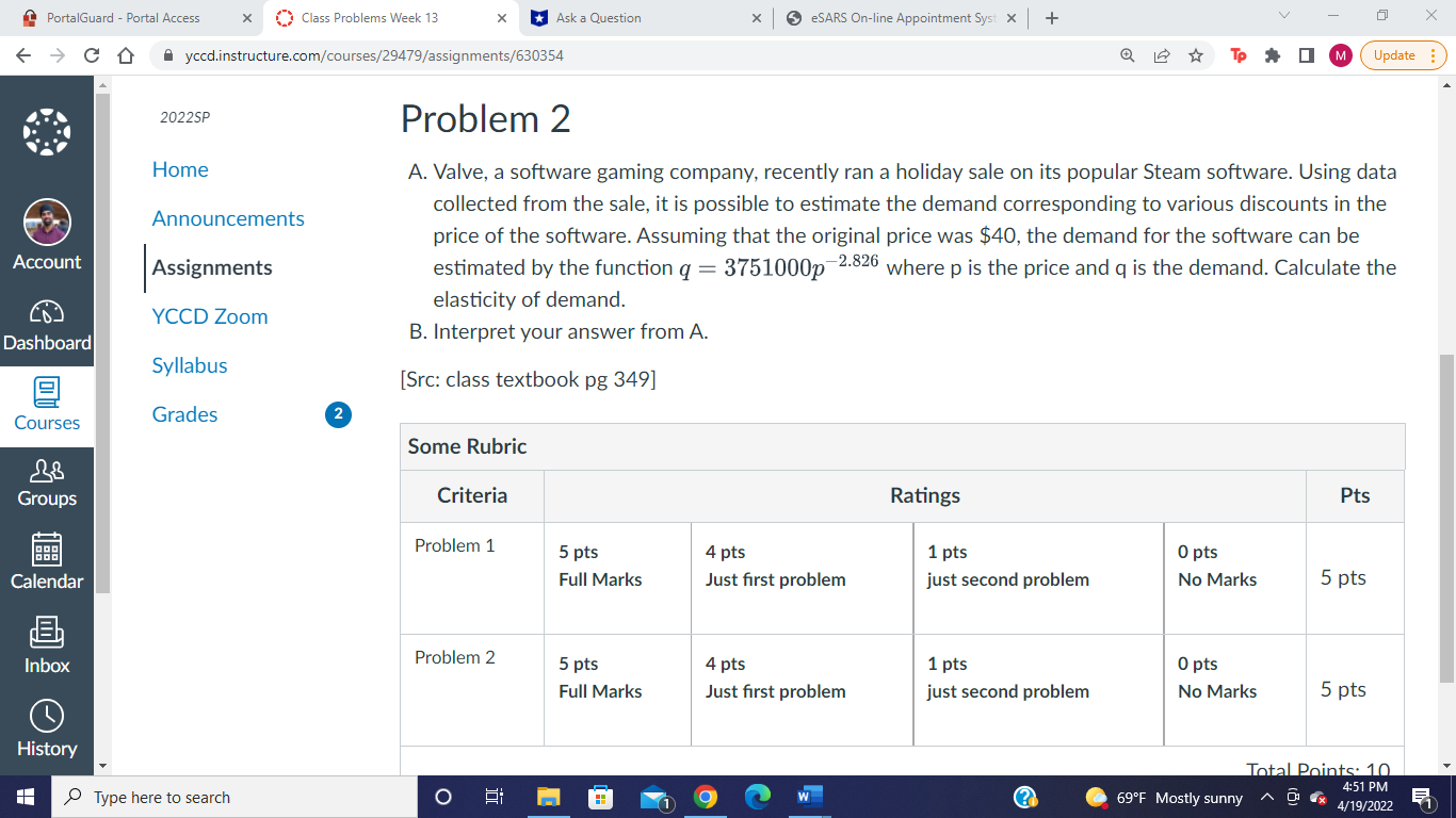  PortalGuard - Portal Access X Class Problems Week 13 X Ask