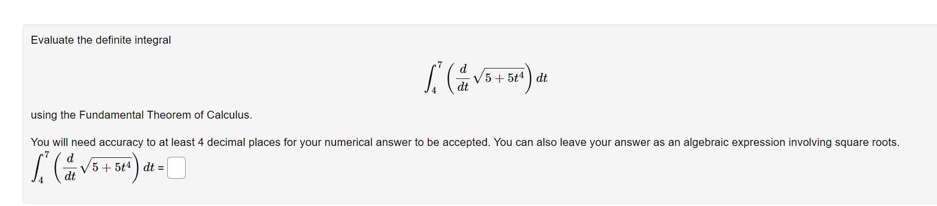Let F(a) be the antiderivative of f(a ) with F(1) = 0.