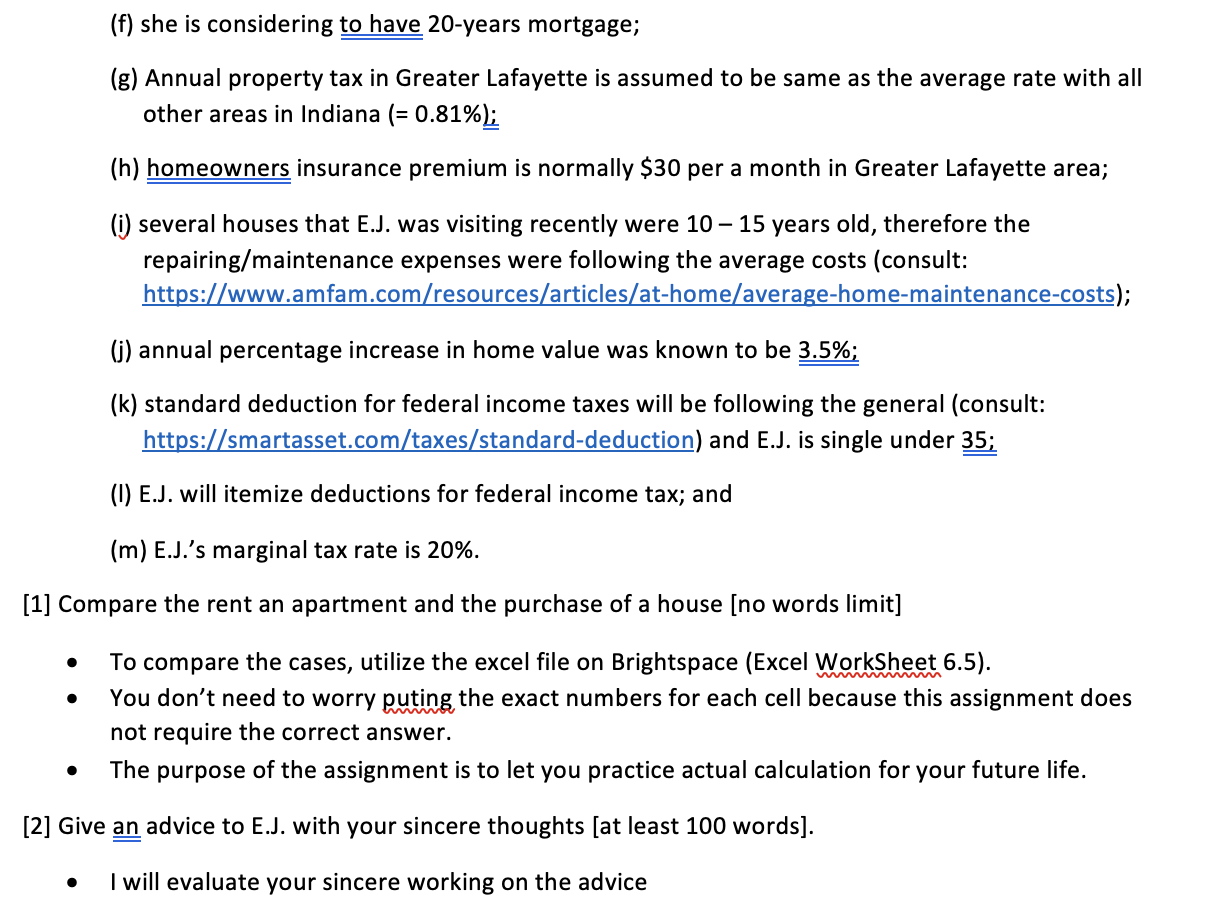 to Purdue University. She is now considering whether to rent an apartment