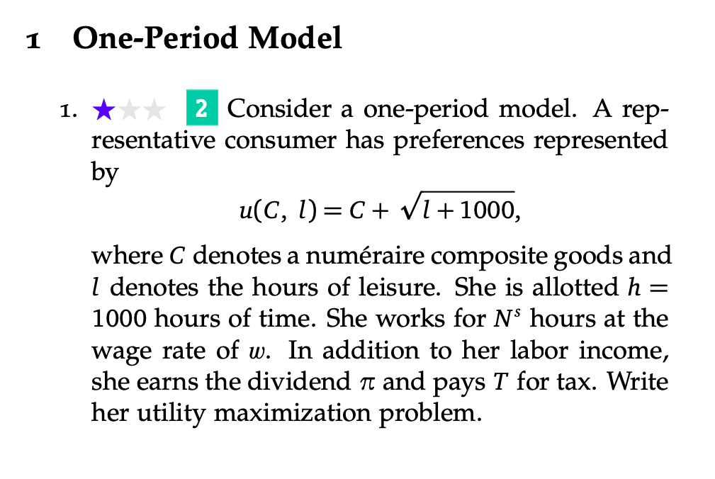  1 One-Period Model 1. * a Consider a one-period model. A