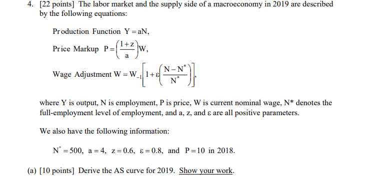 4. [22 points] The labor market and the supply side of a