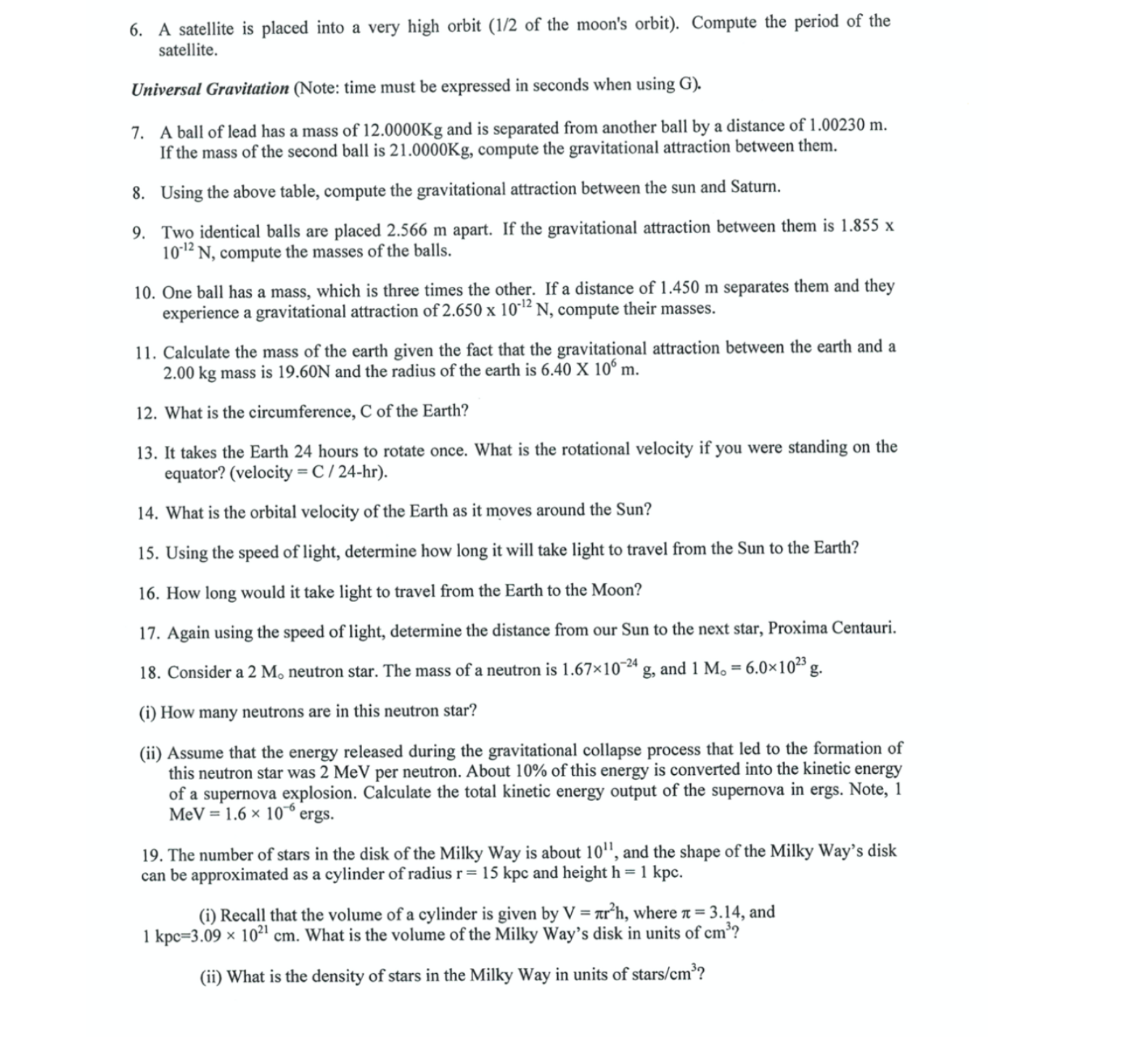 Radius Of Body Mass Average Orbital Radius (x 10' m) (Kg) (x