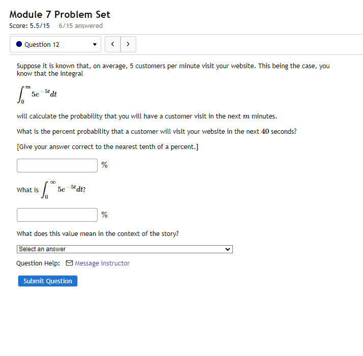  Module 1" Problem Set Score: 5.515 15:15 answered I Question 12