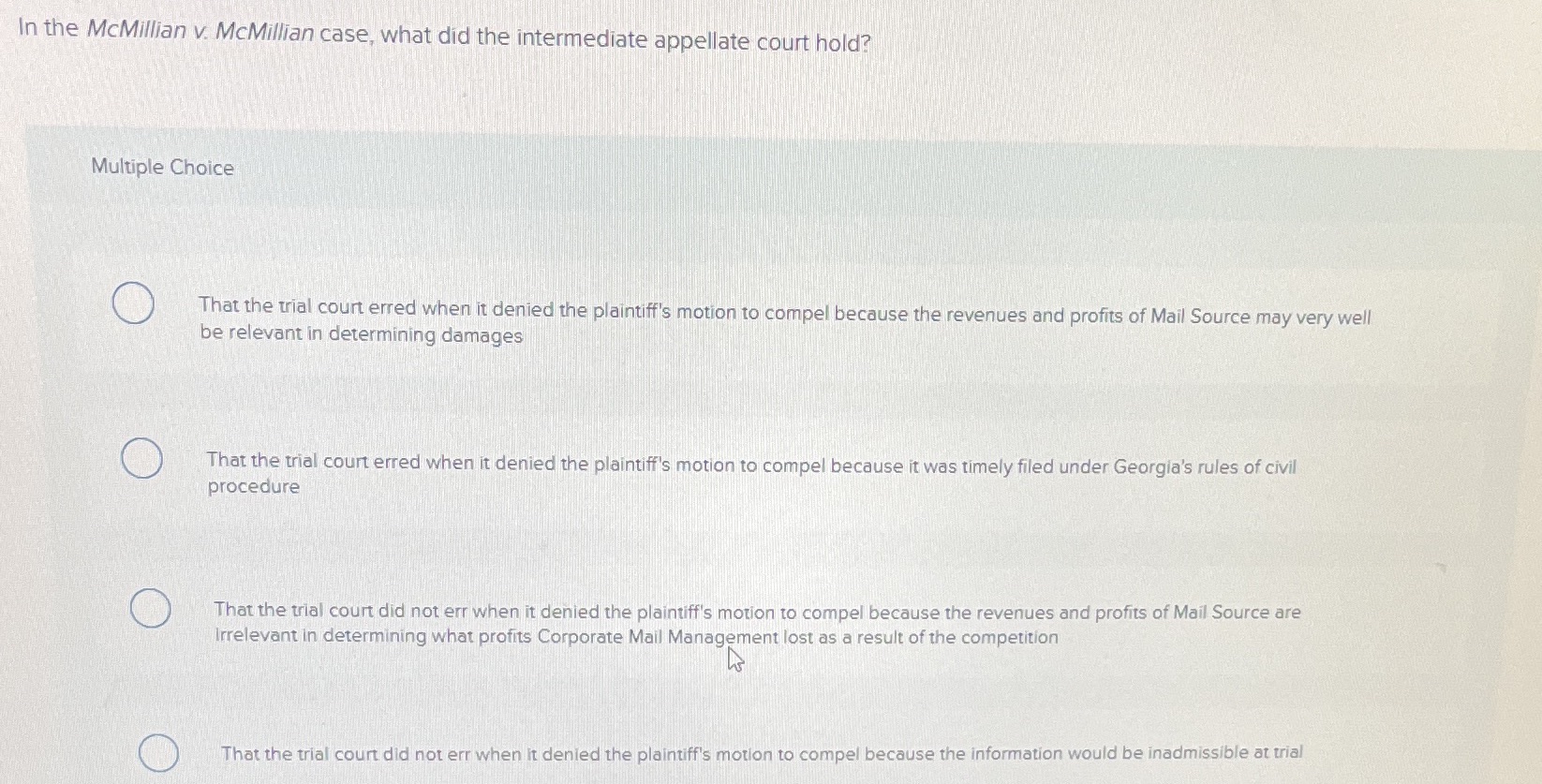 In the McMillian v. McMillian case, what did the intermediate appellate