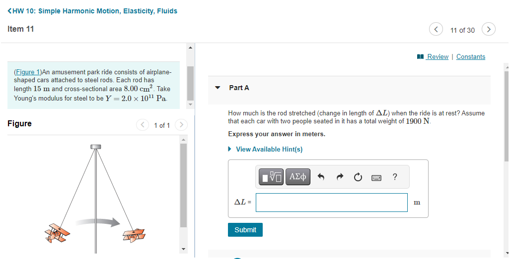 = 8.0 rev /min. How much is the rod stretched then? Express