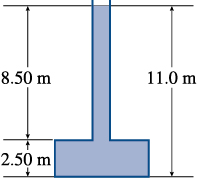 A container has a large cylindrical lower part with a long thin