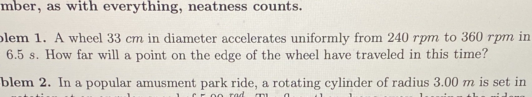  mber, as with everything, neatness counts. lem 1. A wheel 33