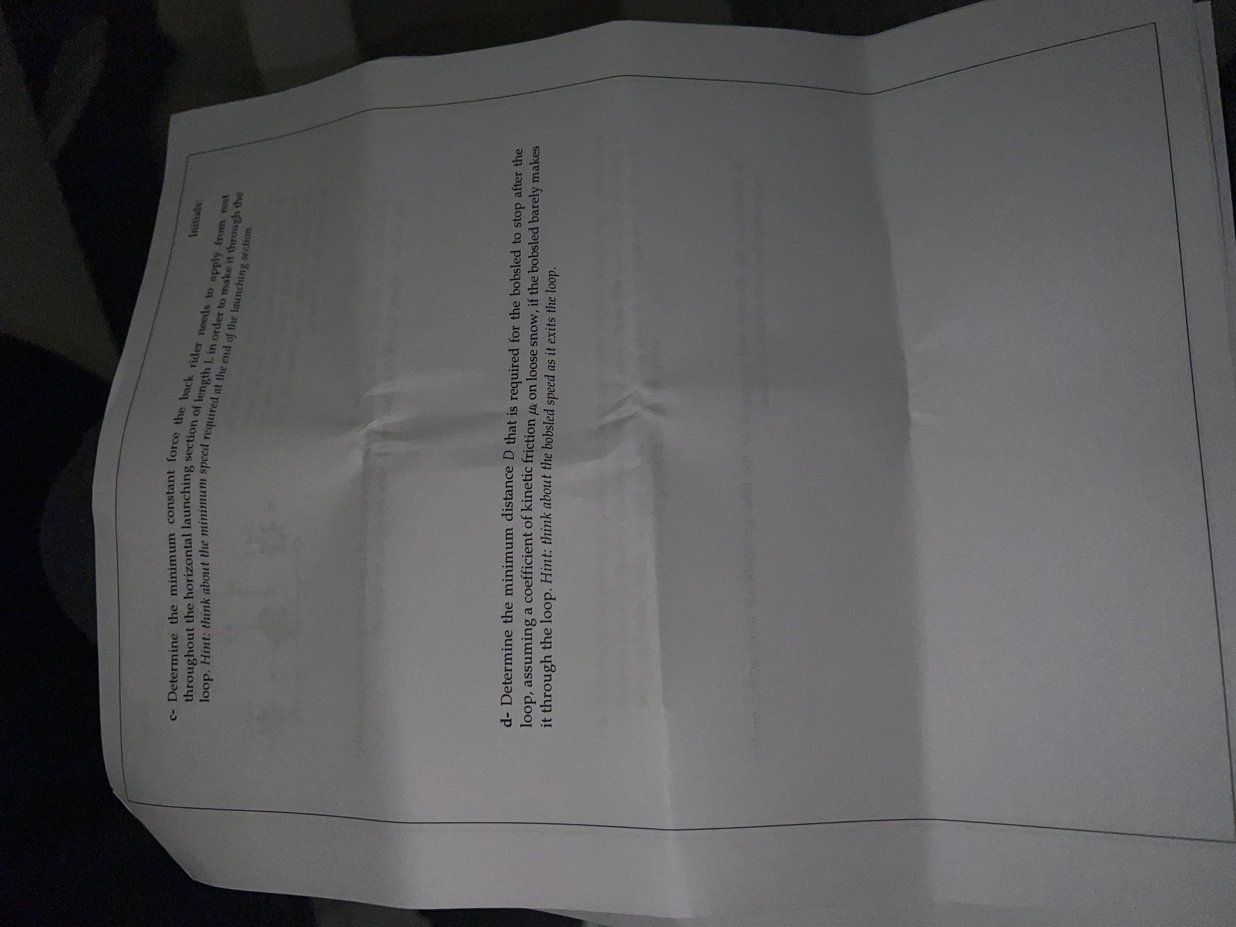 the competitors clear a vertical circular loop of radius R, after starting