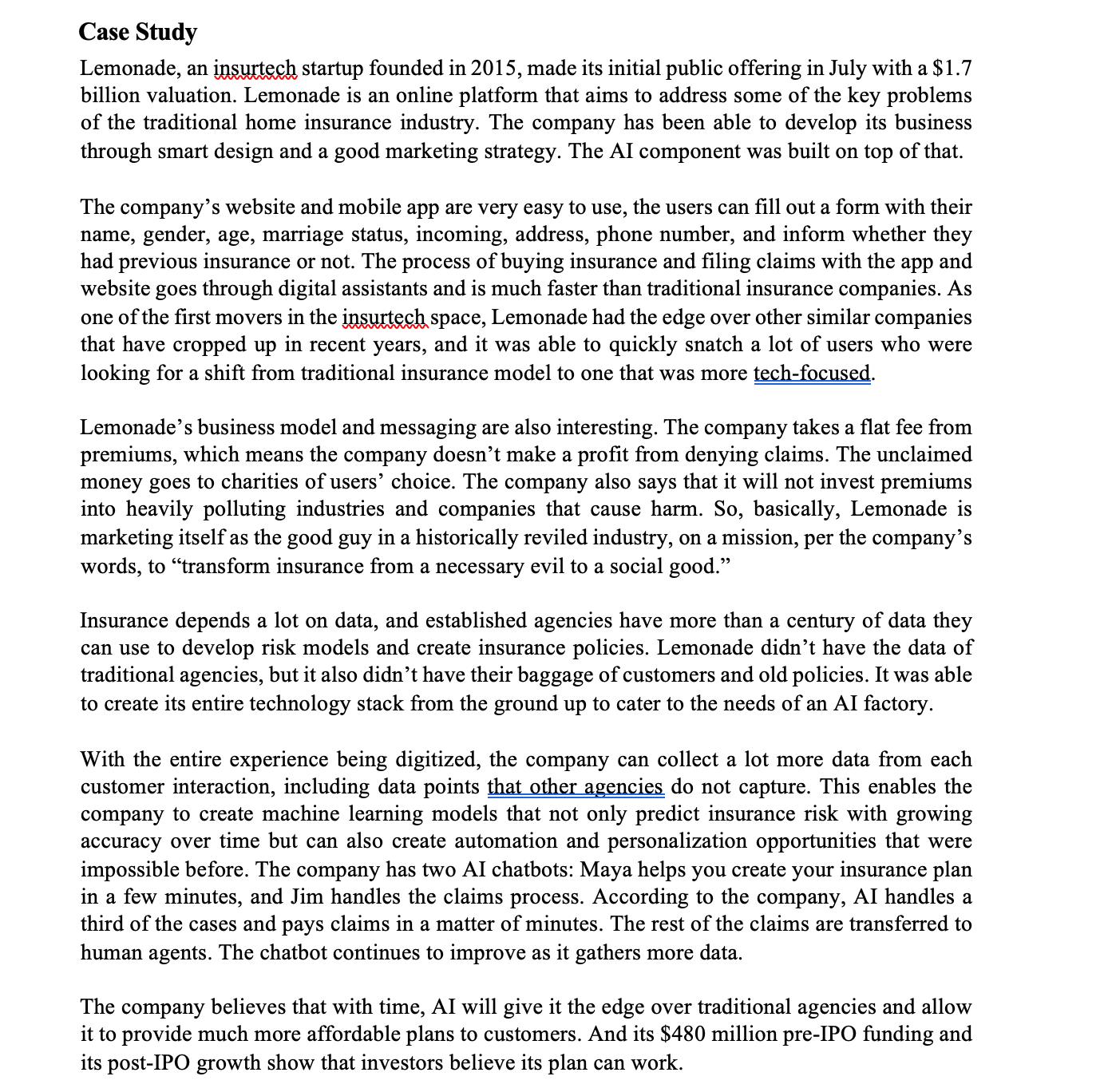 The following is a case study about data analysis & data visualization