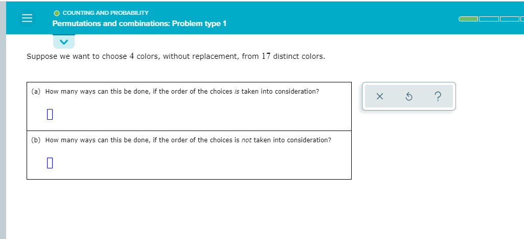  O COUNTING AND PROBABILITY Permutations and combinations: Problem type 1 Suppose