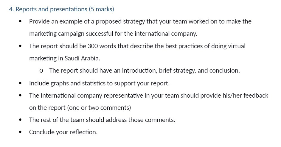  4. Reports and presentations {5 marks) 0 Provide an example of