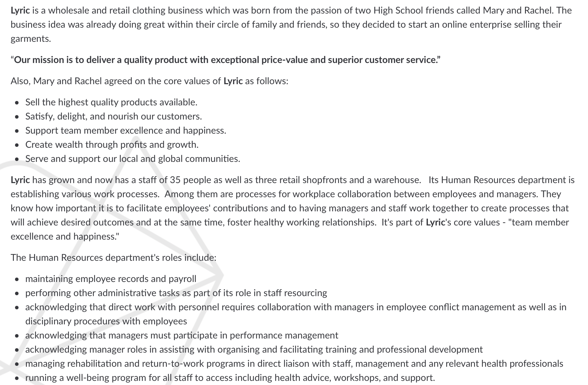 1. From the CASE STUDY - Addressing workplace relationship issues, identify the