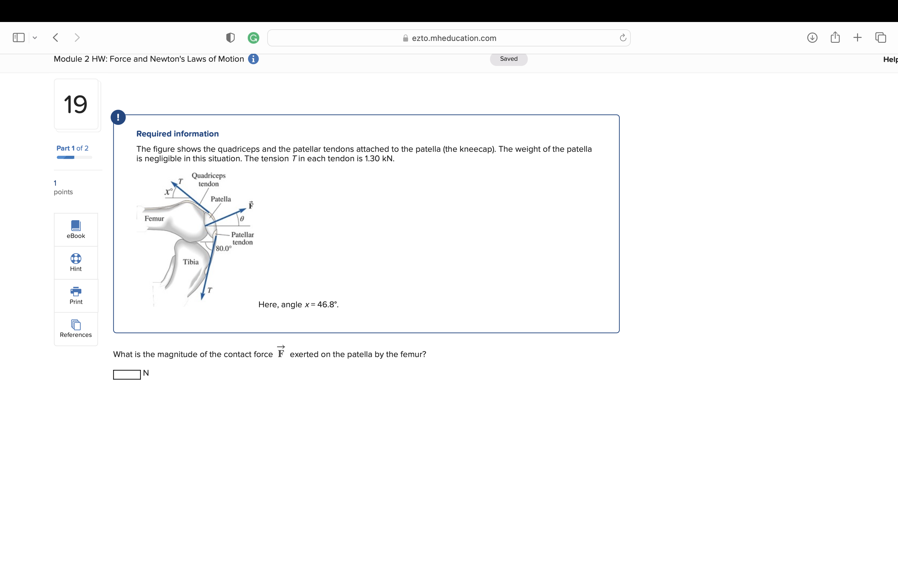  > ezto.mheducation.com C Module 2 HW: Force and Newton's Laws of