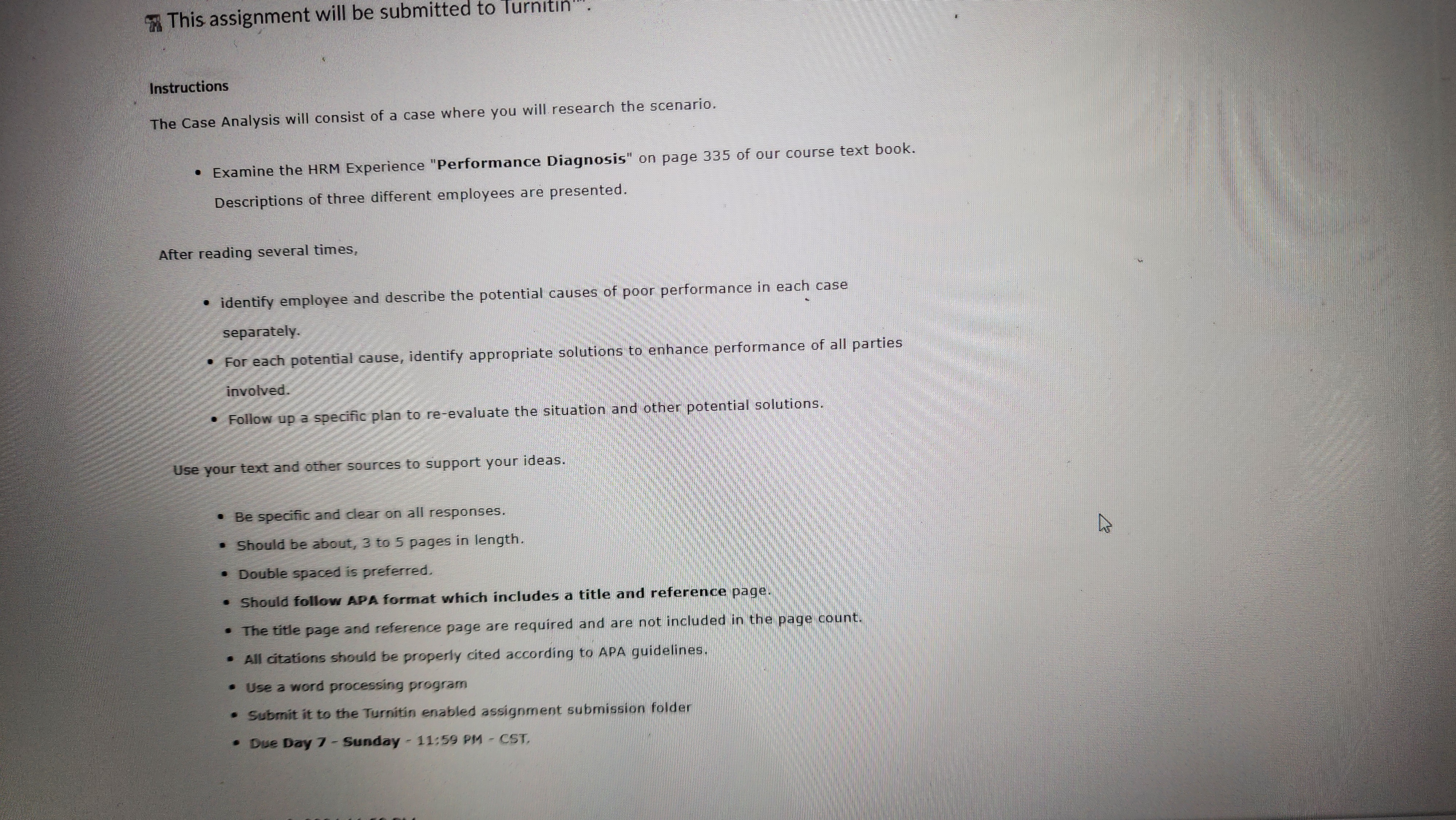  This assignment will be submitted to Turnitin". Instructions The Case Analysis