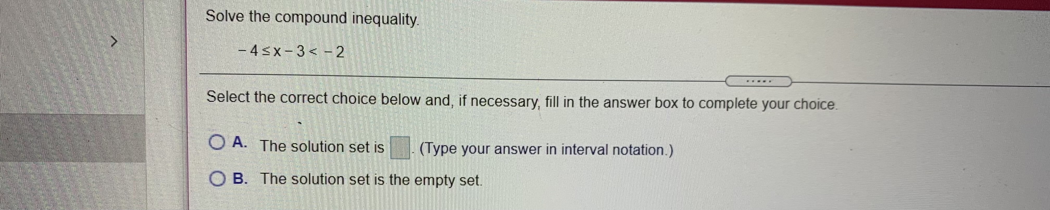 the solution set and then graph the solution set on a number