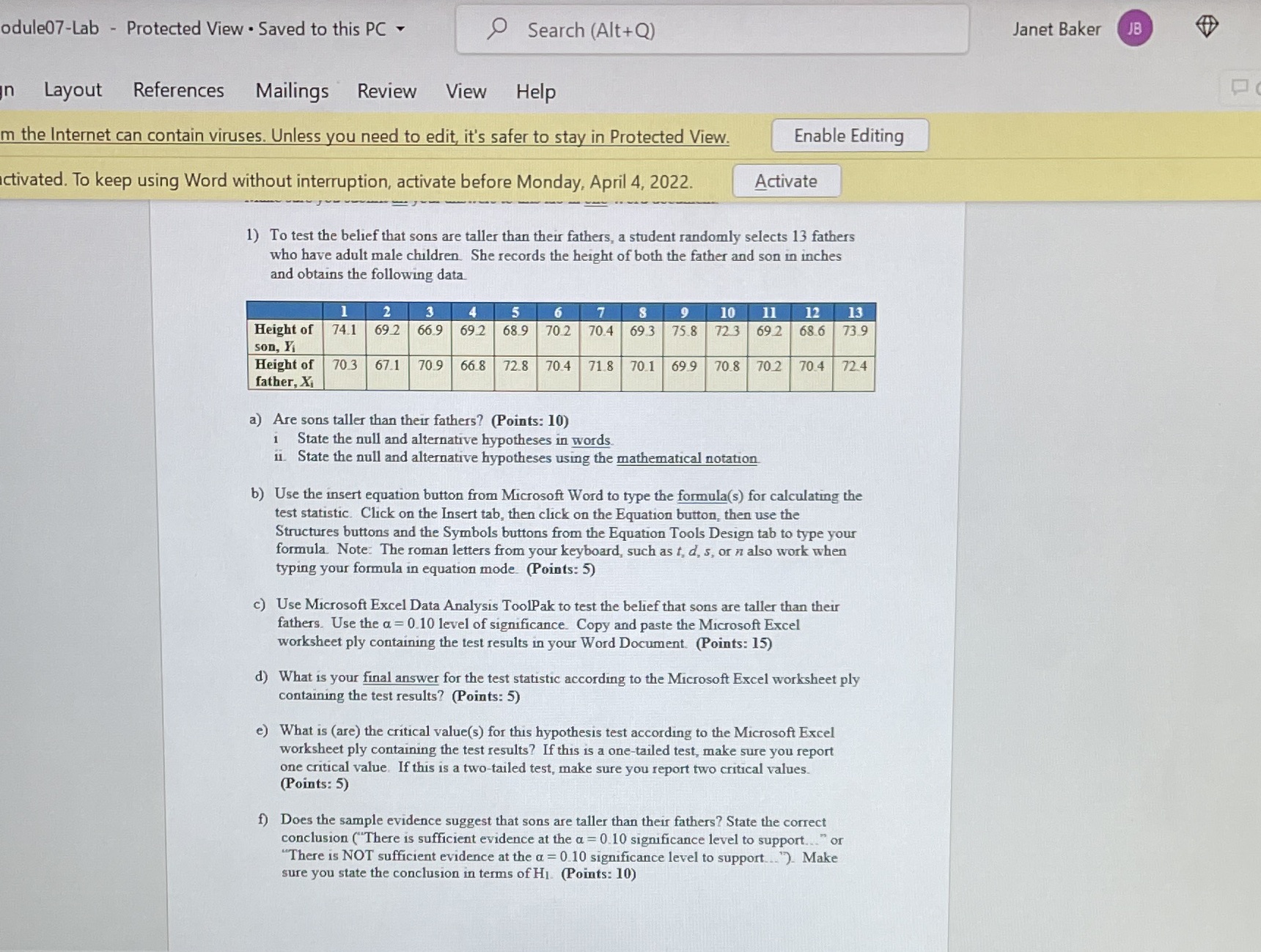  odule07-Lab - Protected View . Saved to this PC - Search