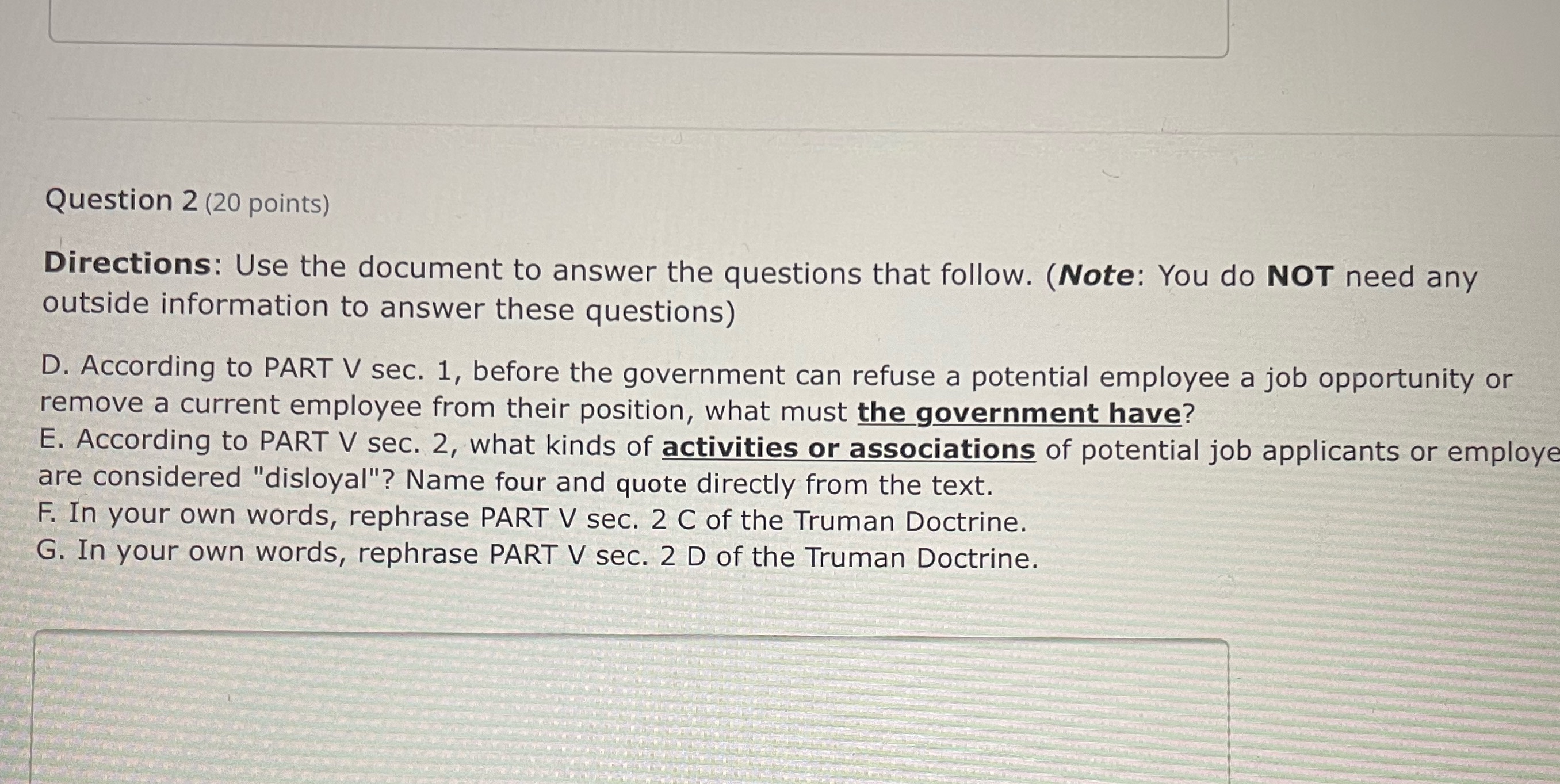  Question 2 (20 points) Directions: Use the document to answer the