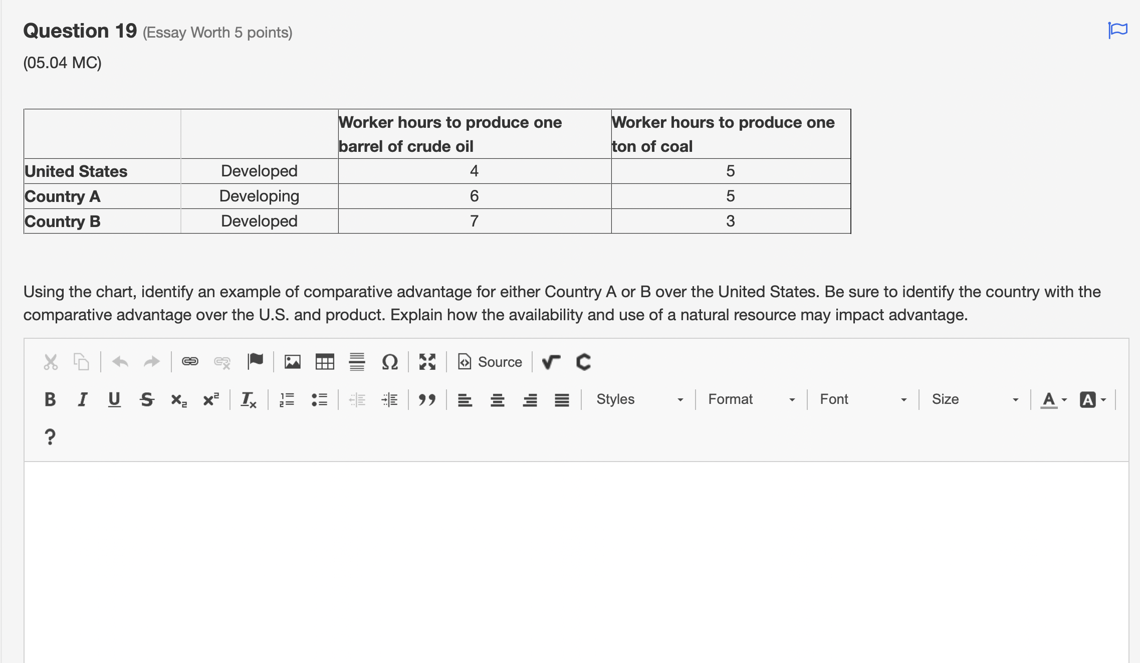 Question 19 (Essay Worth 5 points) (05.04 MC) Worker hours to