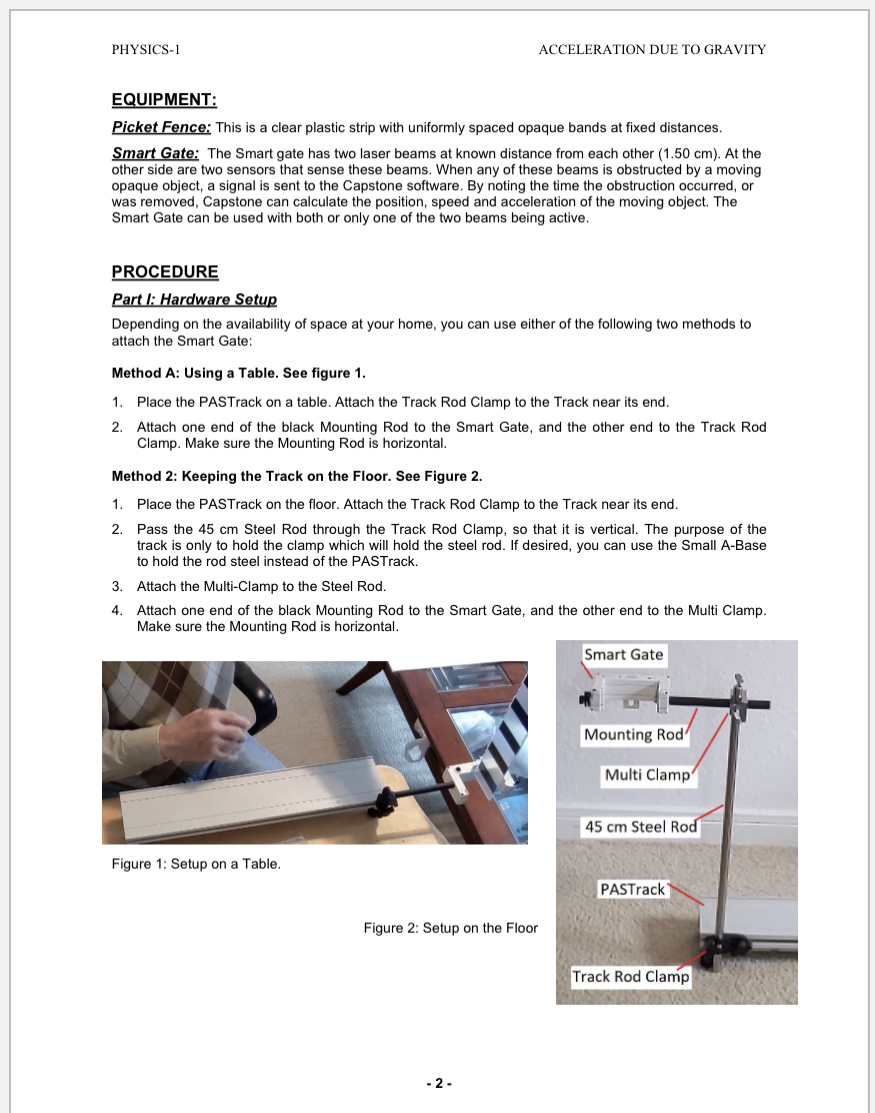 Value of 'g' found by using single beam in Smart Value of
