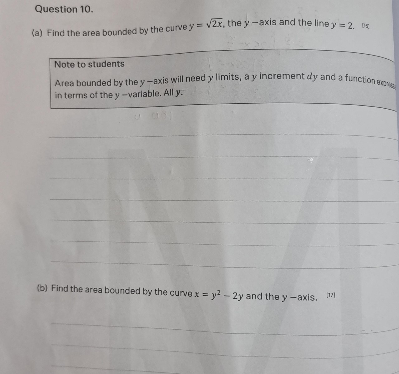 curves x = /y and x = /6 - y and the