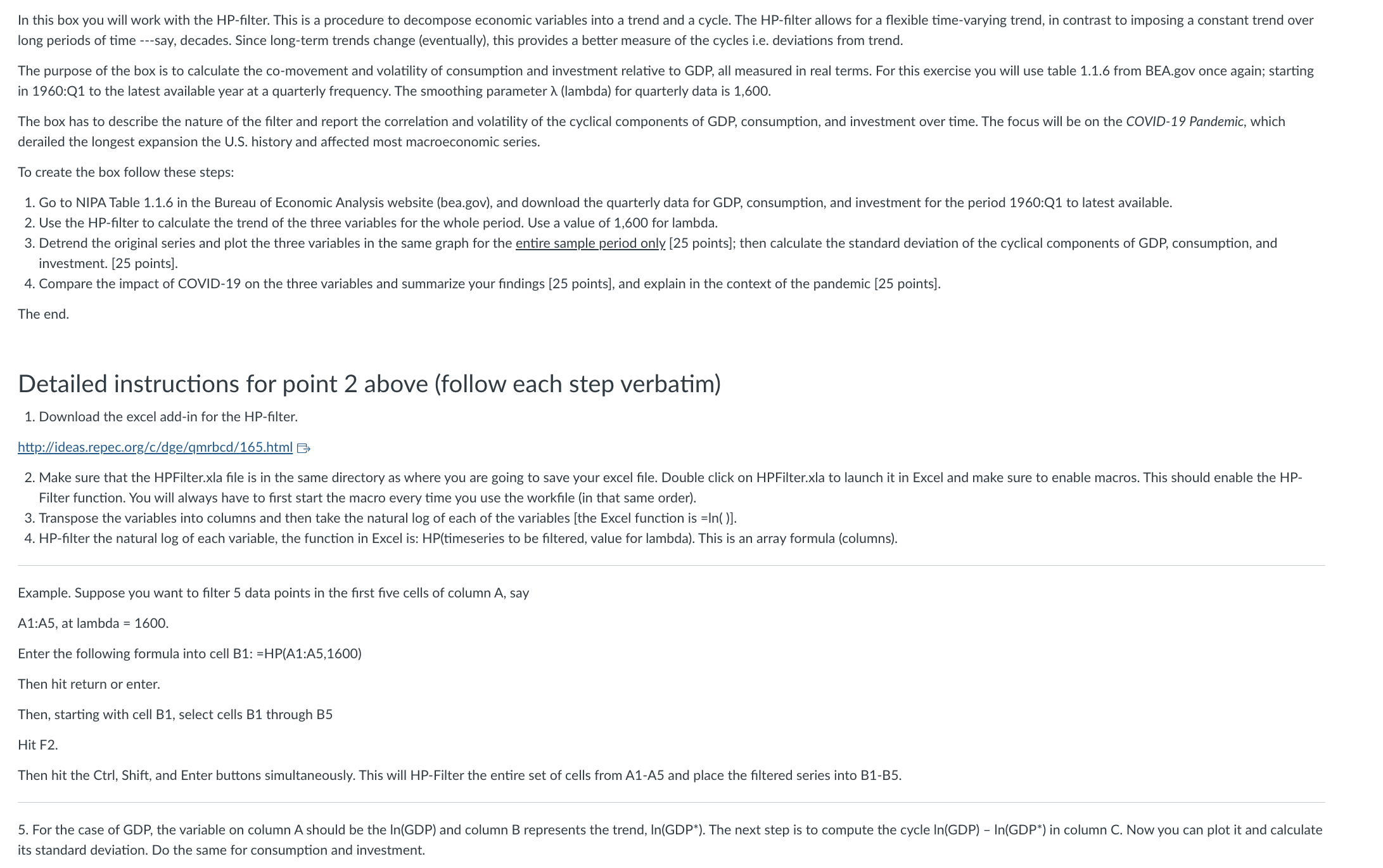  In this box you will work with the HP-filter. This is