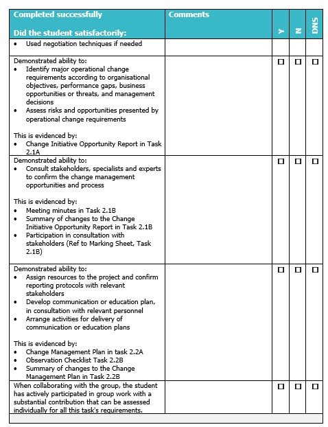  Completed successfully Comments DNS Did the student satisfactorily: Used negotiation techniques