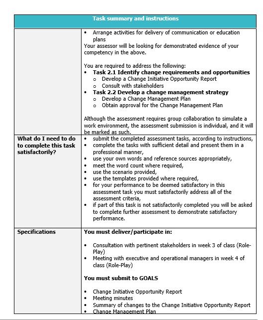 management decisions Assess risks and opportunities presented by operational change requirements This