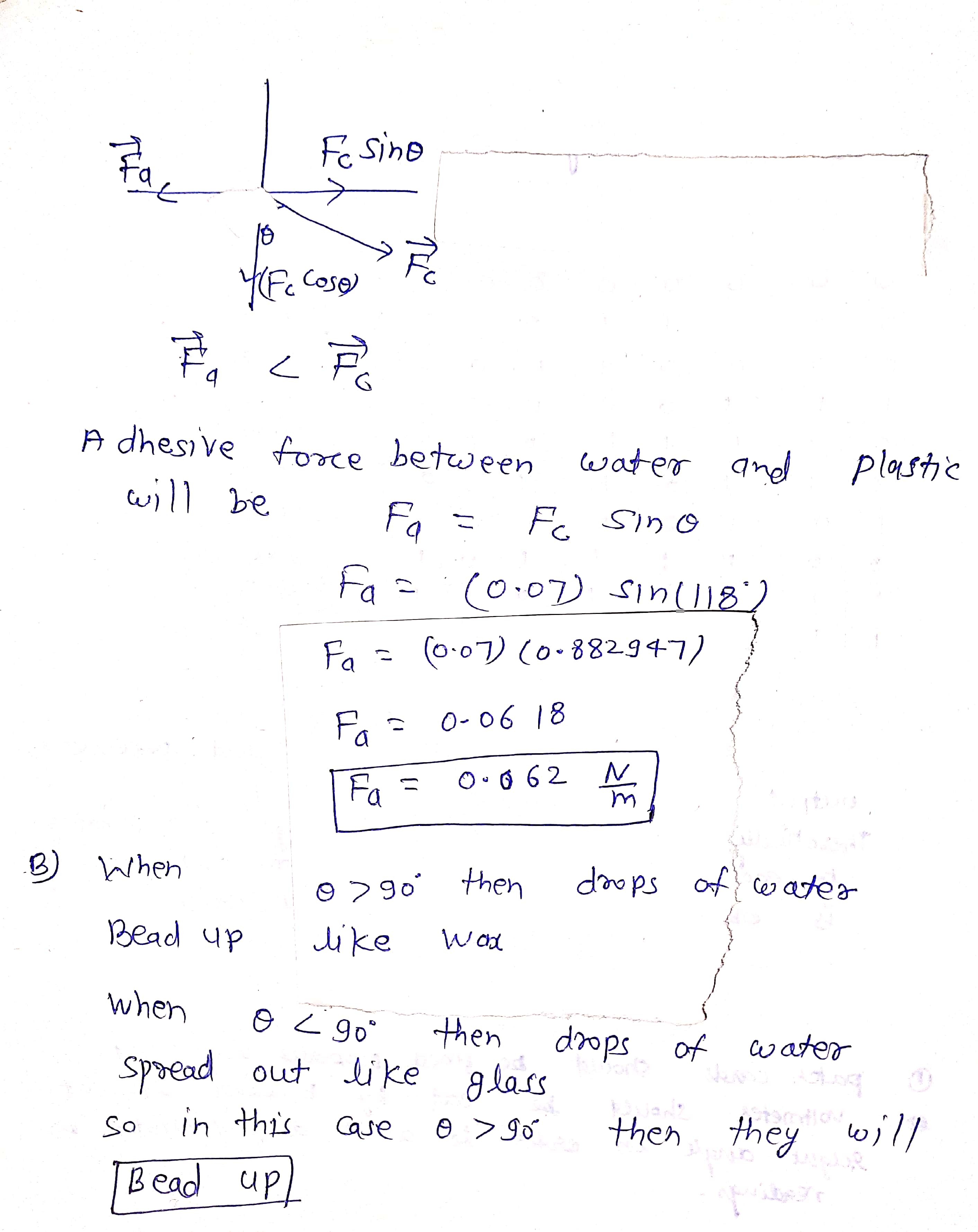 contact equal to 118 with a certain type of plastic. The surface