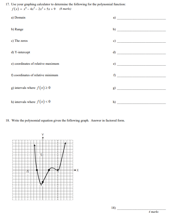I only need help with the first question. 17. Use your graphing