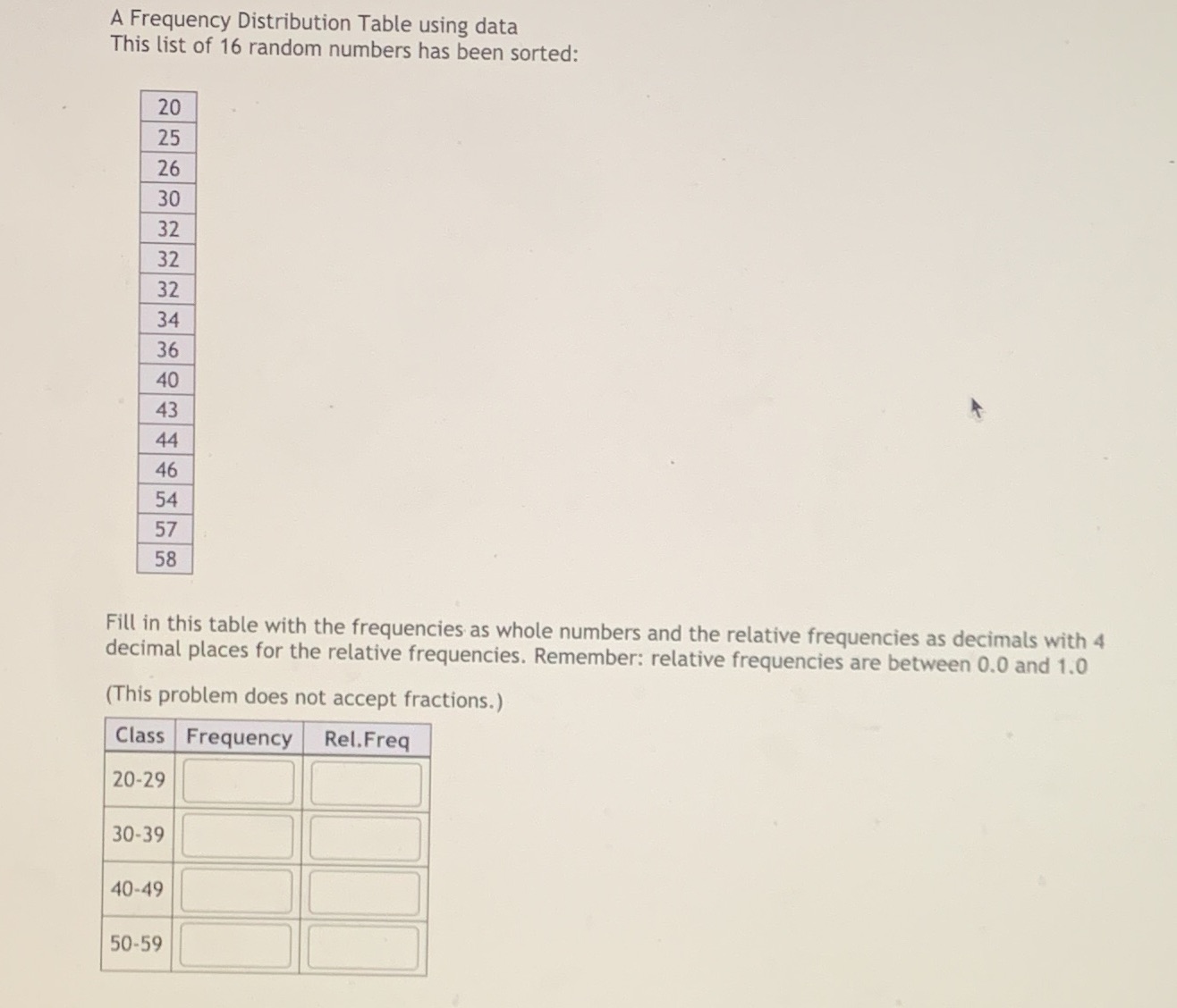 Having the most trouble figuring out relative frequency A Frequency Distribution Table
