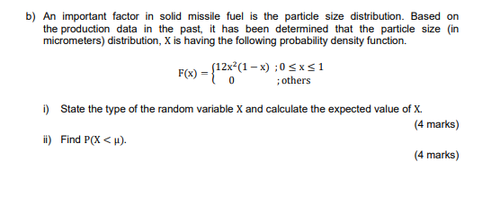  b) An important factor in solid missile fuel is the particle