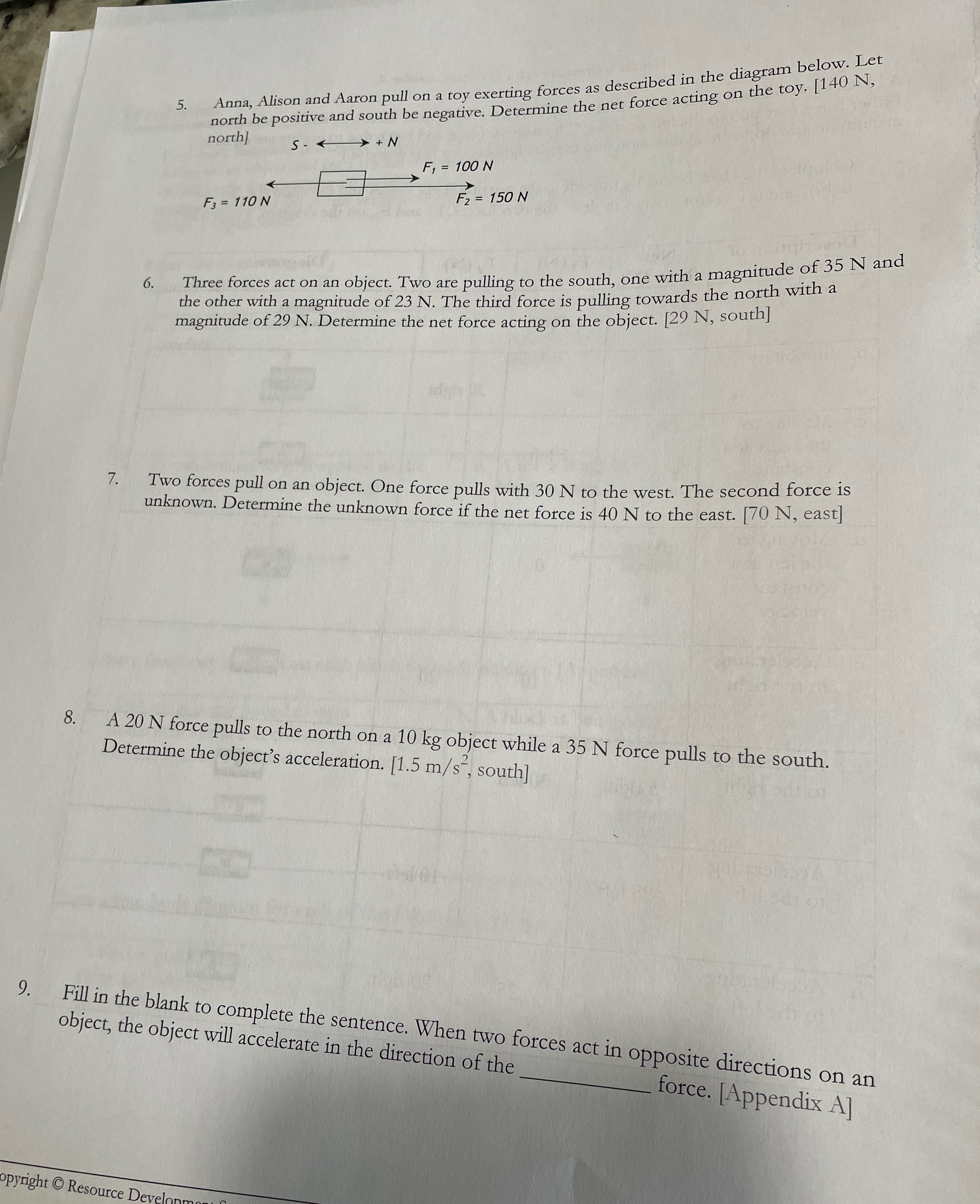  Anna, Alison and Aaron pull on a toy exerting forces as