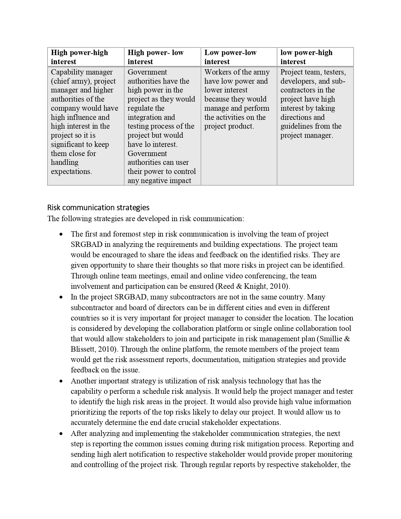 Low Low Low Medium Medium Consequence - Evaluation of the project constraints.