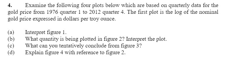 4. Examine the following four plots below which are based on