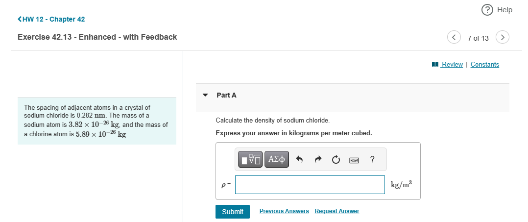| Constants Next MR Review | Constants Part A Calculate the density