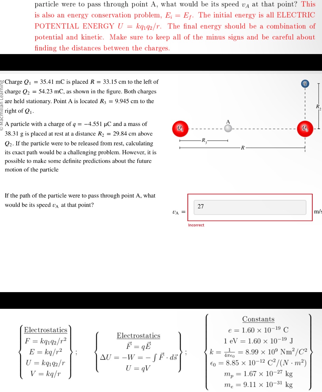 PLEASE HELP!!! particle were to pass through point A, what would be
