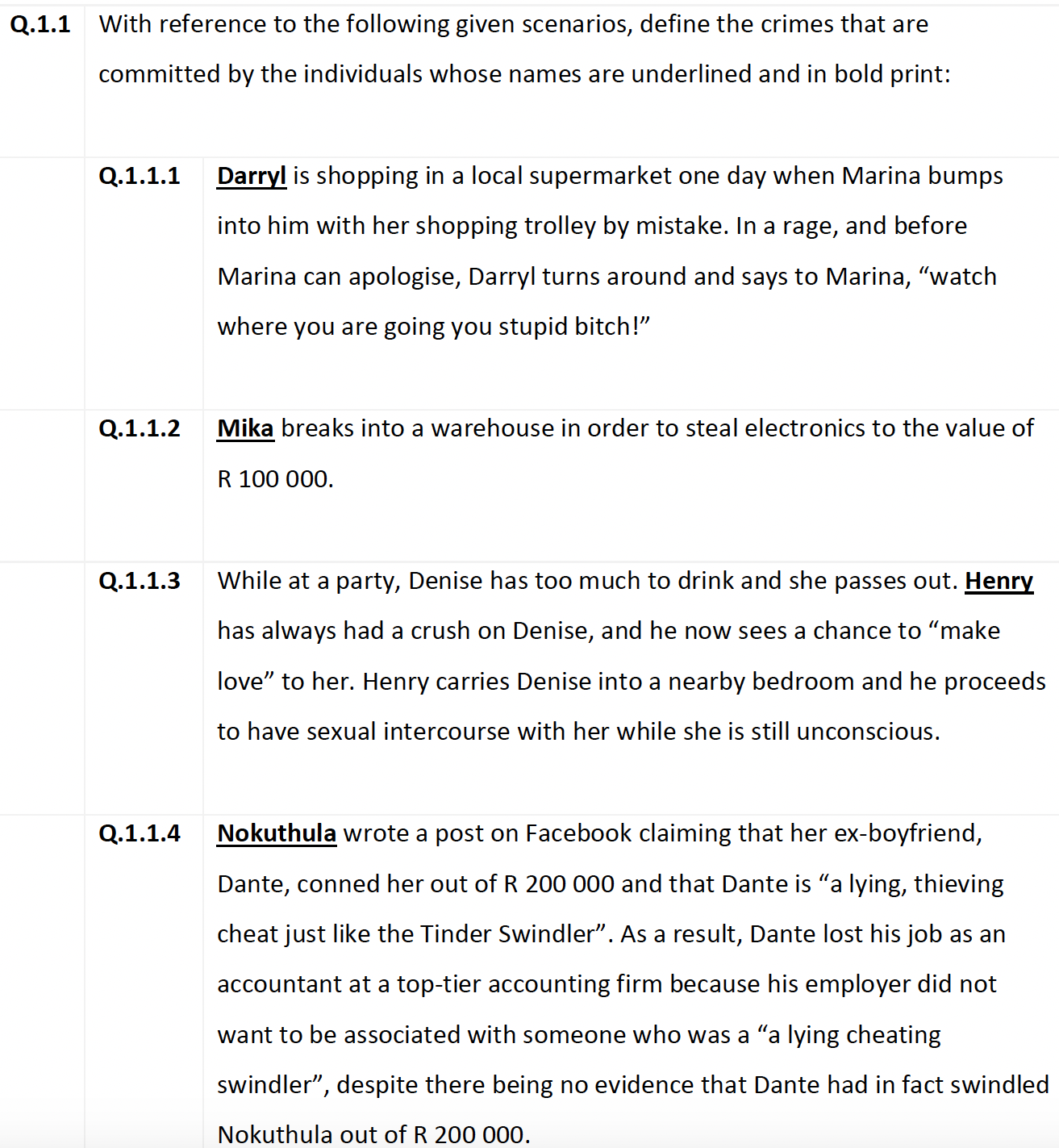 Hi please help me with these questions Q.1.1 With reference to the