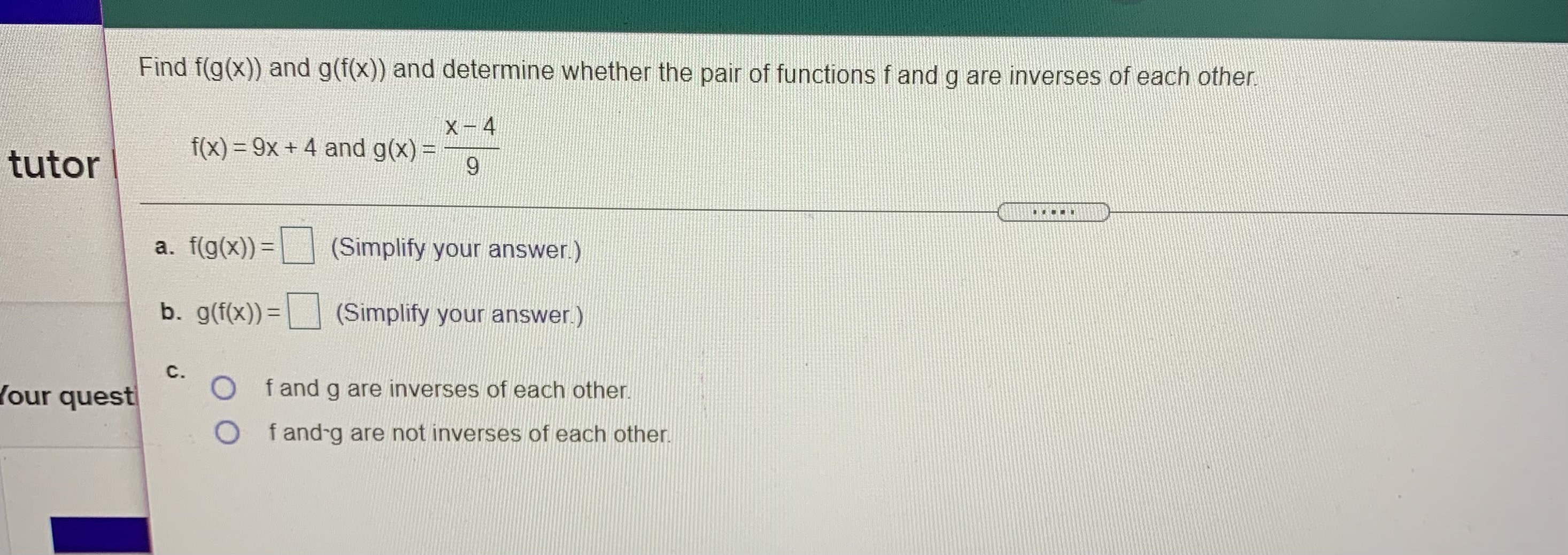 the correct answer below. O y is a function of x O
