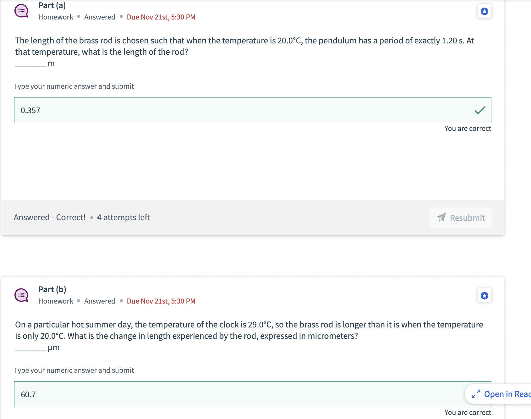 coefficient of linear thermal expansion for brass is 18.7 x 10-6 /C