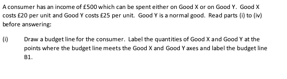 of E200 which can be spent either on Good X or on