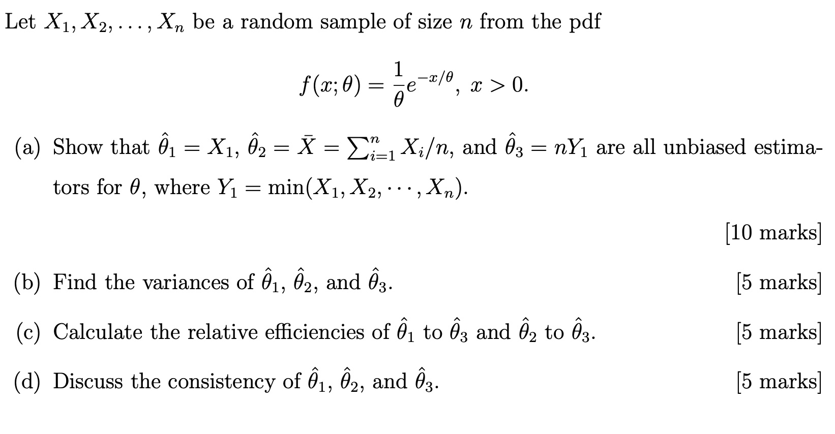  Let X1, X2, ..., Xn be a random sample of size