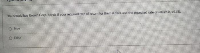  You should by Brown Corp. bonds if your required rate of