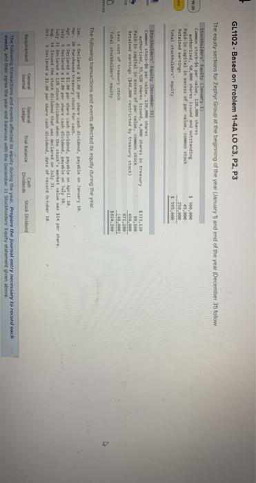  Help!!! GL1102-Based on Problem 11-4A LO C3, P2, P3 The equity