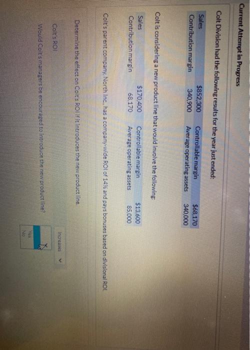  Current Attempt in Progress Colt Division had the following results for